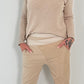 Pants in a sophisticated material mix model "Joy" - beige (available from approx. 19.12.24)