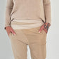 Pants in a sophisticated material mix model "Joy" - beige (available from approx. 19.12.24)