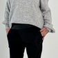 Off shoulder sweater with sophisticated knitted insert model "Viola" - grey