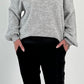 Off shoulder sweater with sophisticated knitted insert model "Viola" - grey