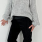 Off shoulder sweater with sophisticated knitted insert model "Viola" - grey