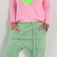 Baggy broek met tweekleurige tailleband model "Spring Time" - limegroen