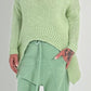 Sweater with sophisticated cut model "You" - lime green