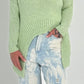 Sweater with sophisticated cut model "You" - lime green