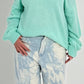 Off shoulder sweater with sophisticated knitted insert model "Viola" - turquoise