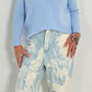 Sweater with round neck and left seam on the arm model "Lona" - baby blue