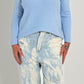 Sweater with round neck and left seam on the arm model "Lona" - baby blue