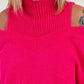 Off shoulder sweater with sophisticated knitted insert model "Viola" - pink