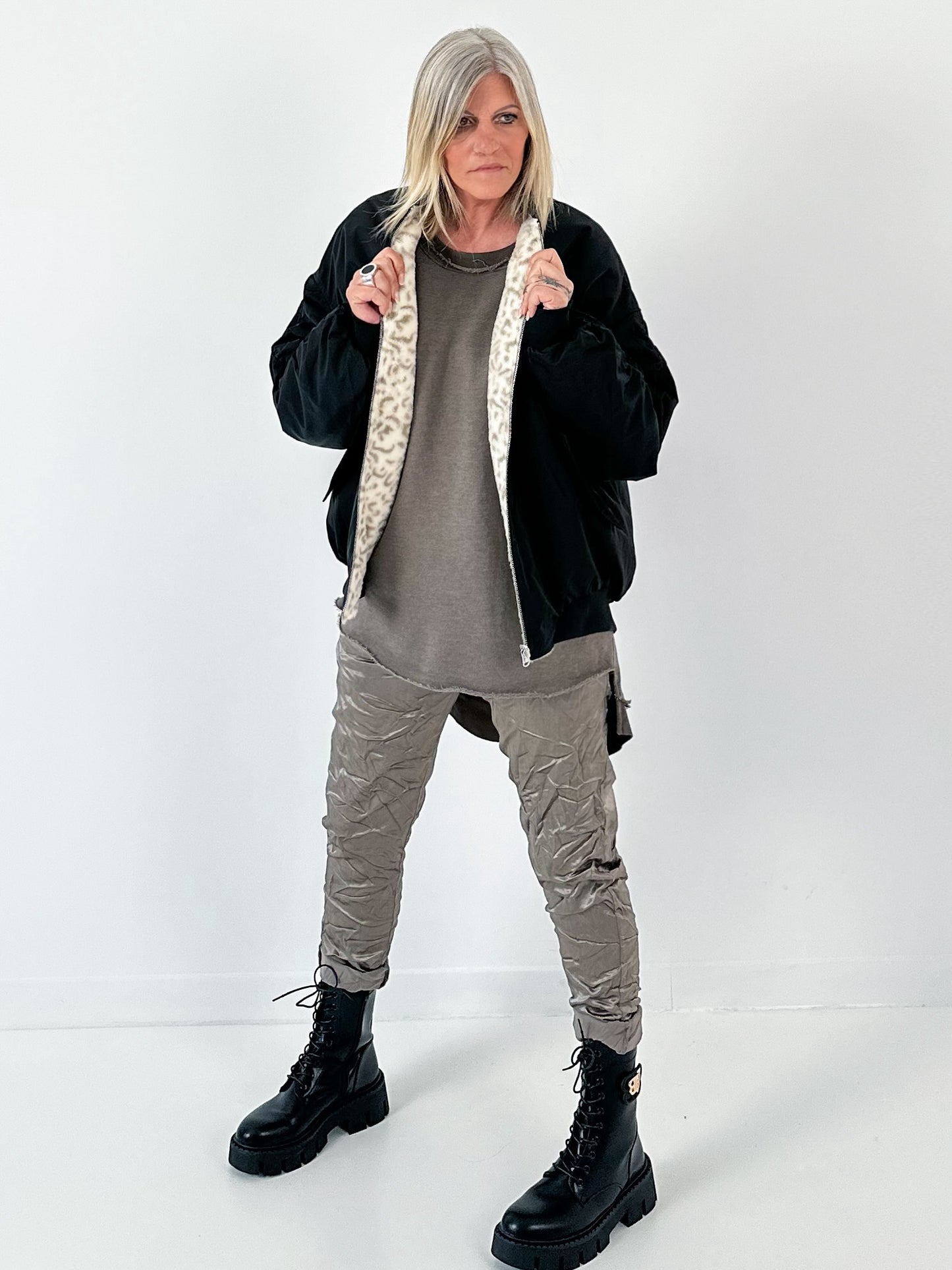 Omkeerbaar bomberjack model "Change" - zwart-leo