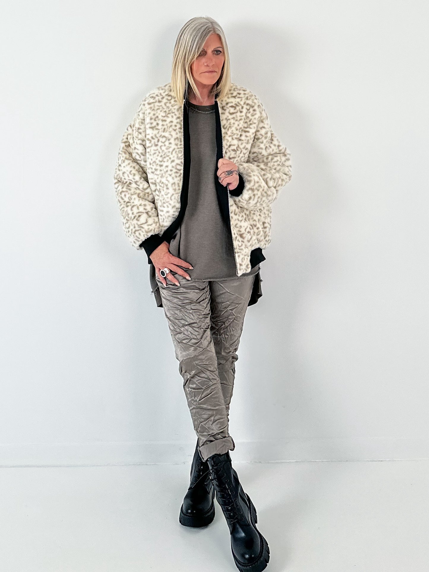 Omkeerbaar bomberjack model "Change" - zwart-leo