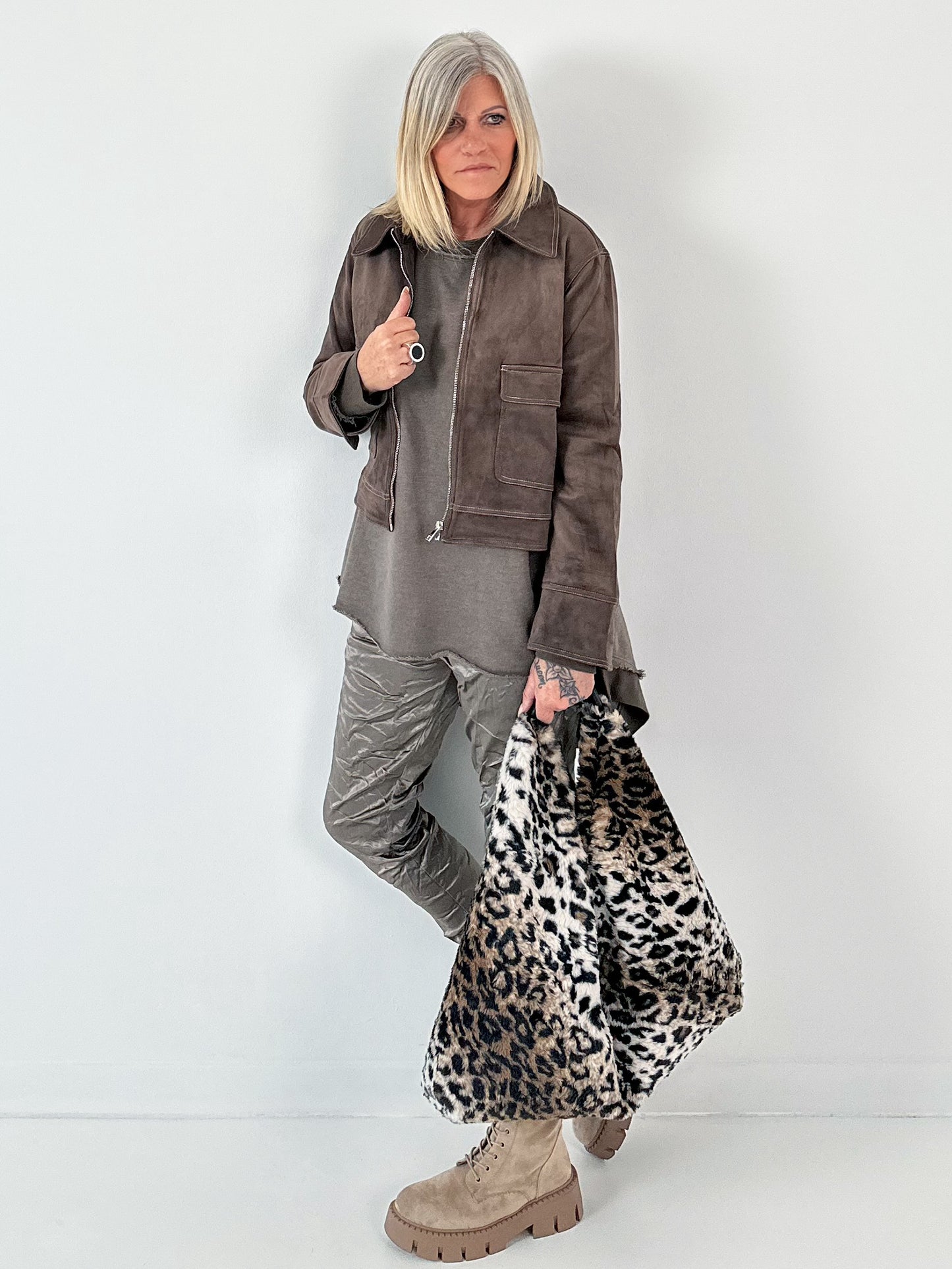 Leren jasje model "Noir Grain" - chocolade