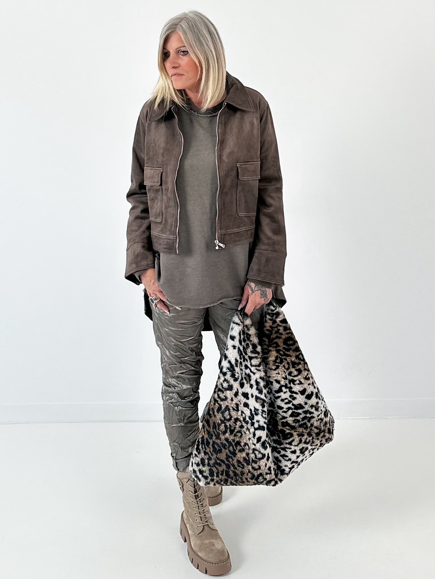 Leren jasje model "Noir Grain" - chocolade