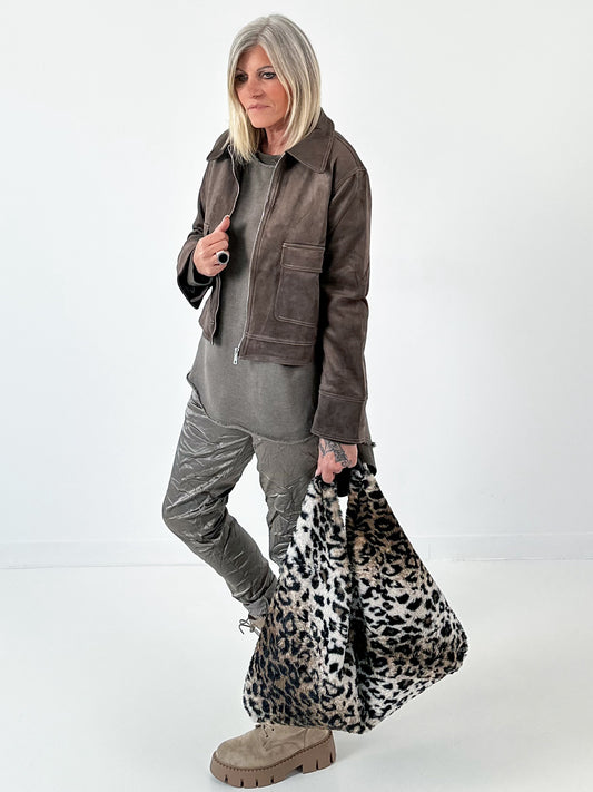 Leren jasje model "Noir Grain" - chocolade