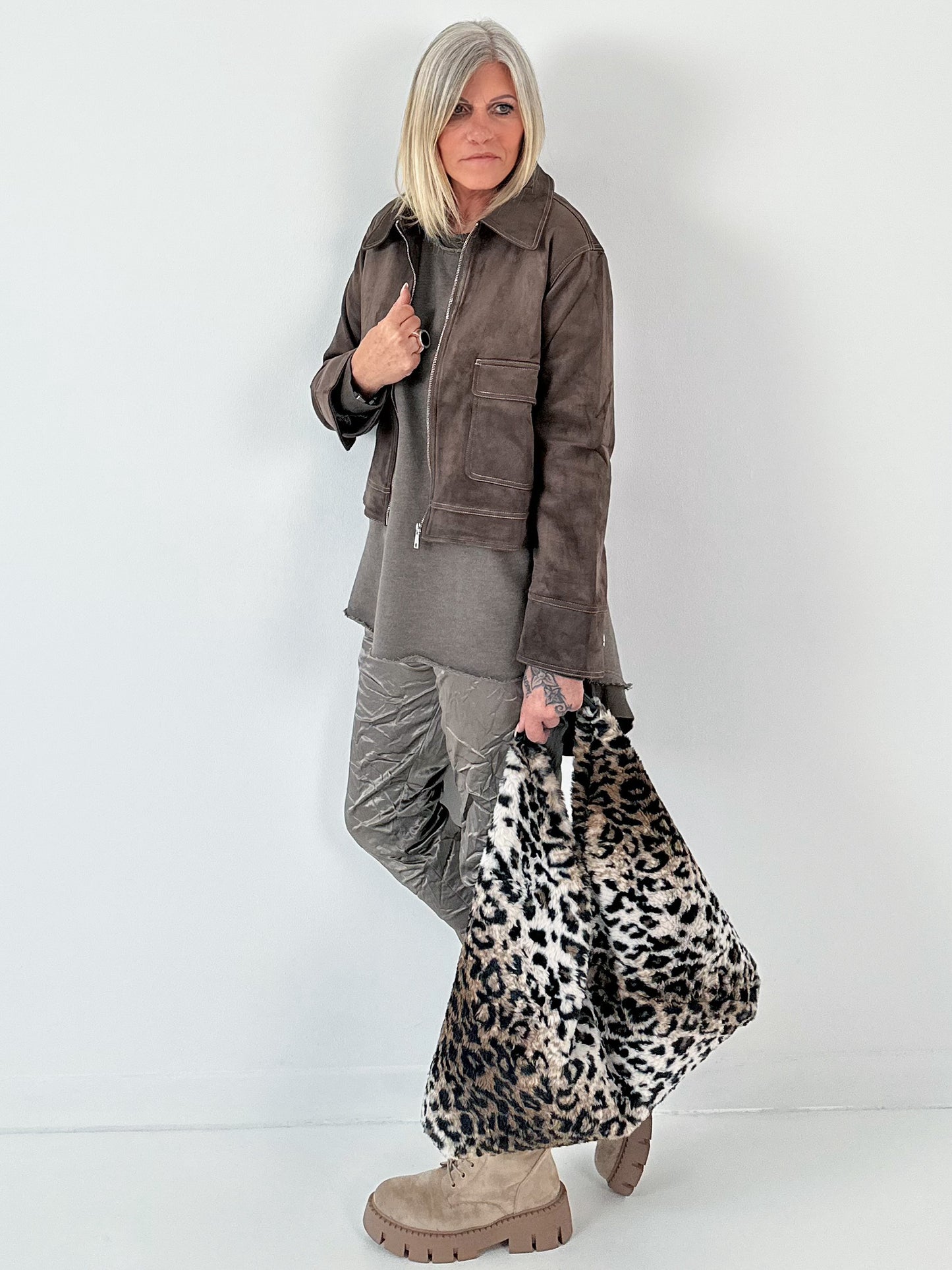 Leren jasje model "Noir Grain" - chocolade