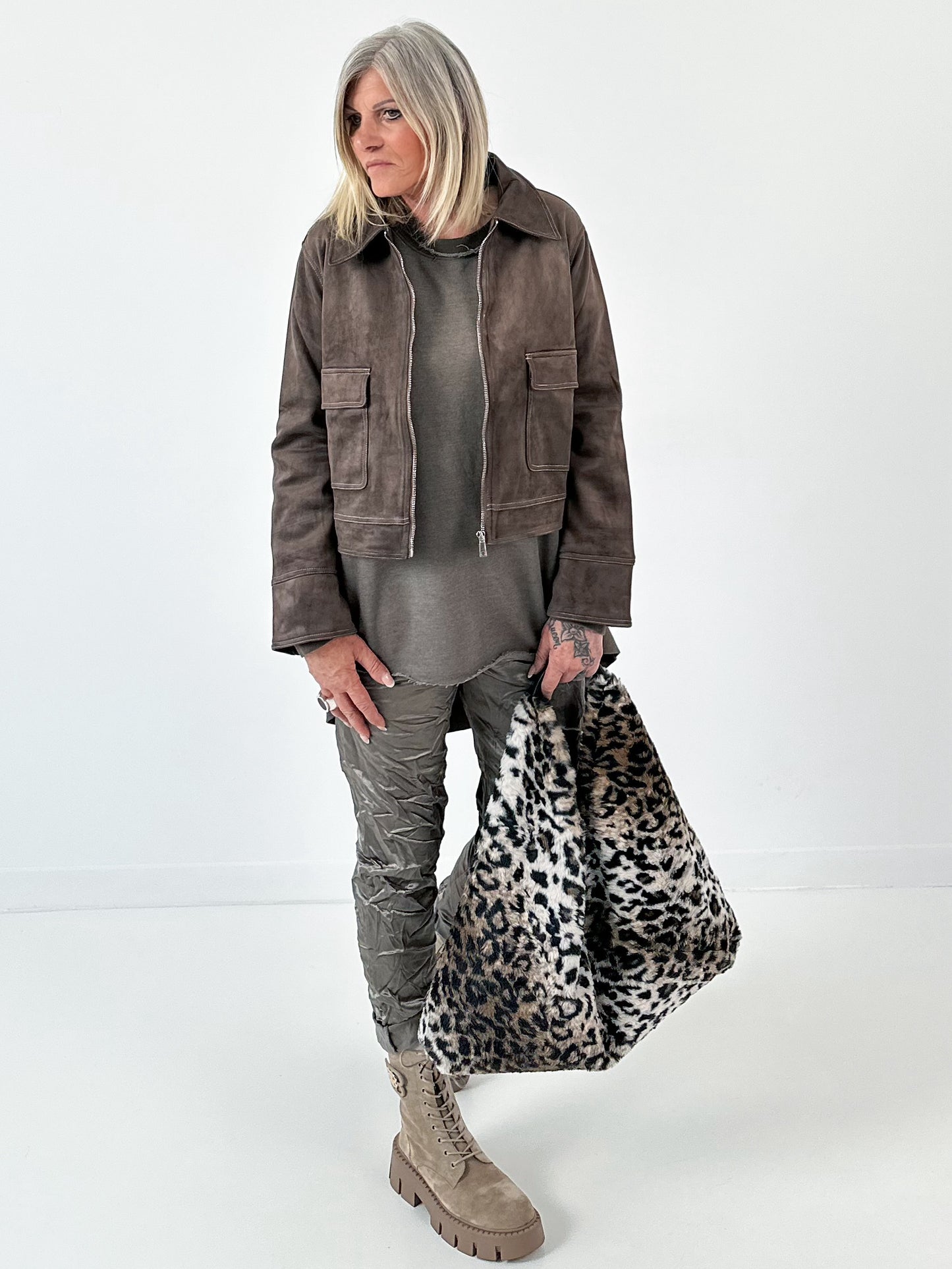 Leren jasje model "Noir Grain" - chocolade