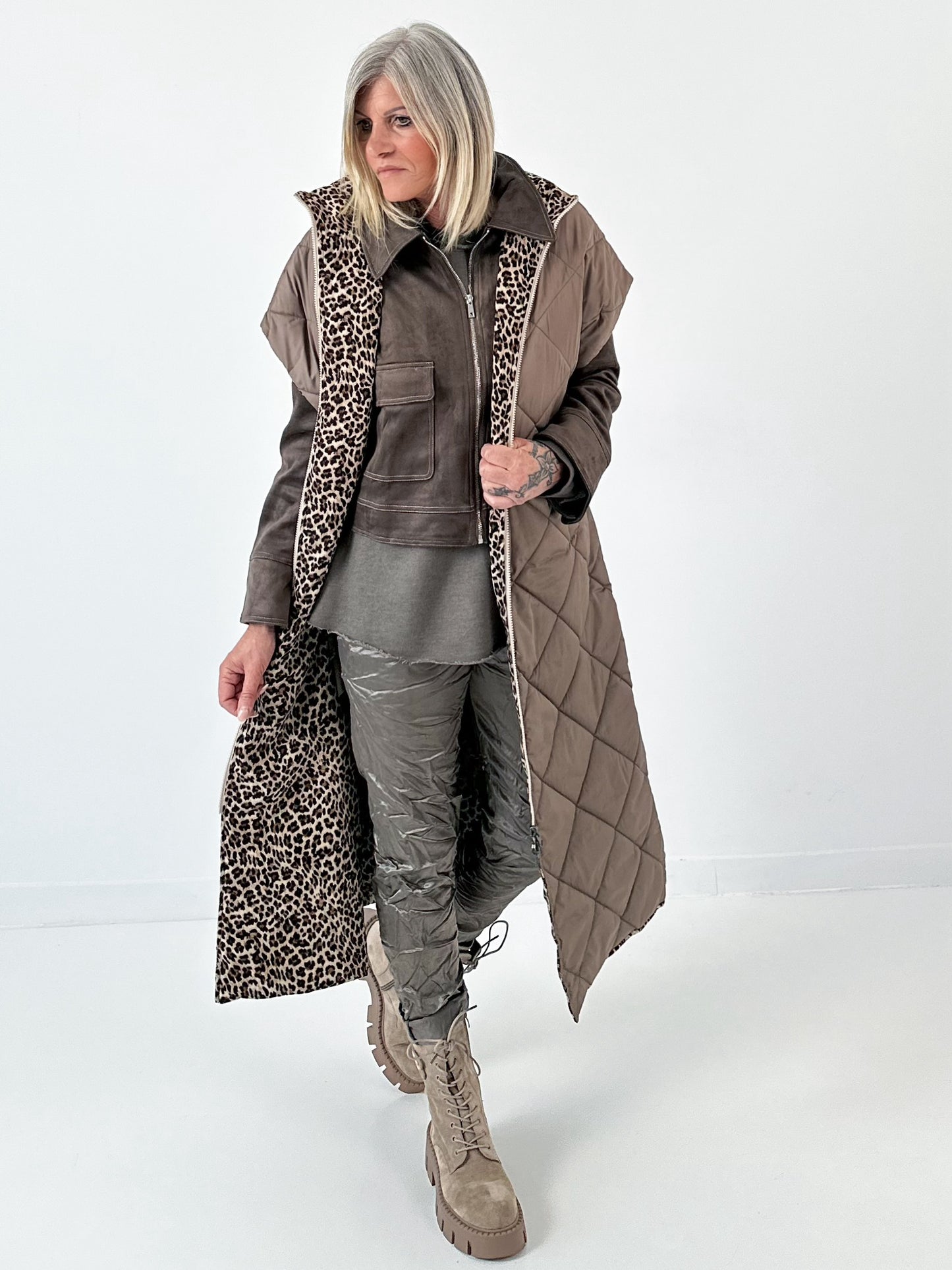 Leren jasje model "Noir Grain" - chocolade