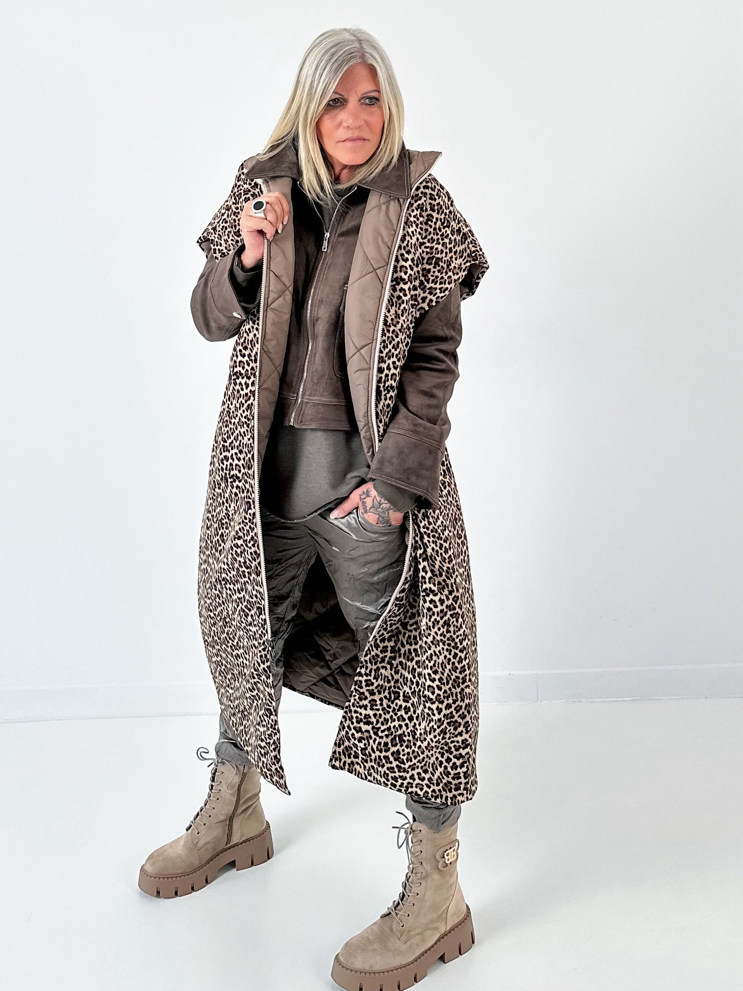 Leren jasje model "Noir Grain" - chocolade