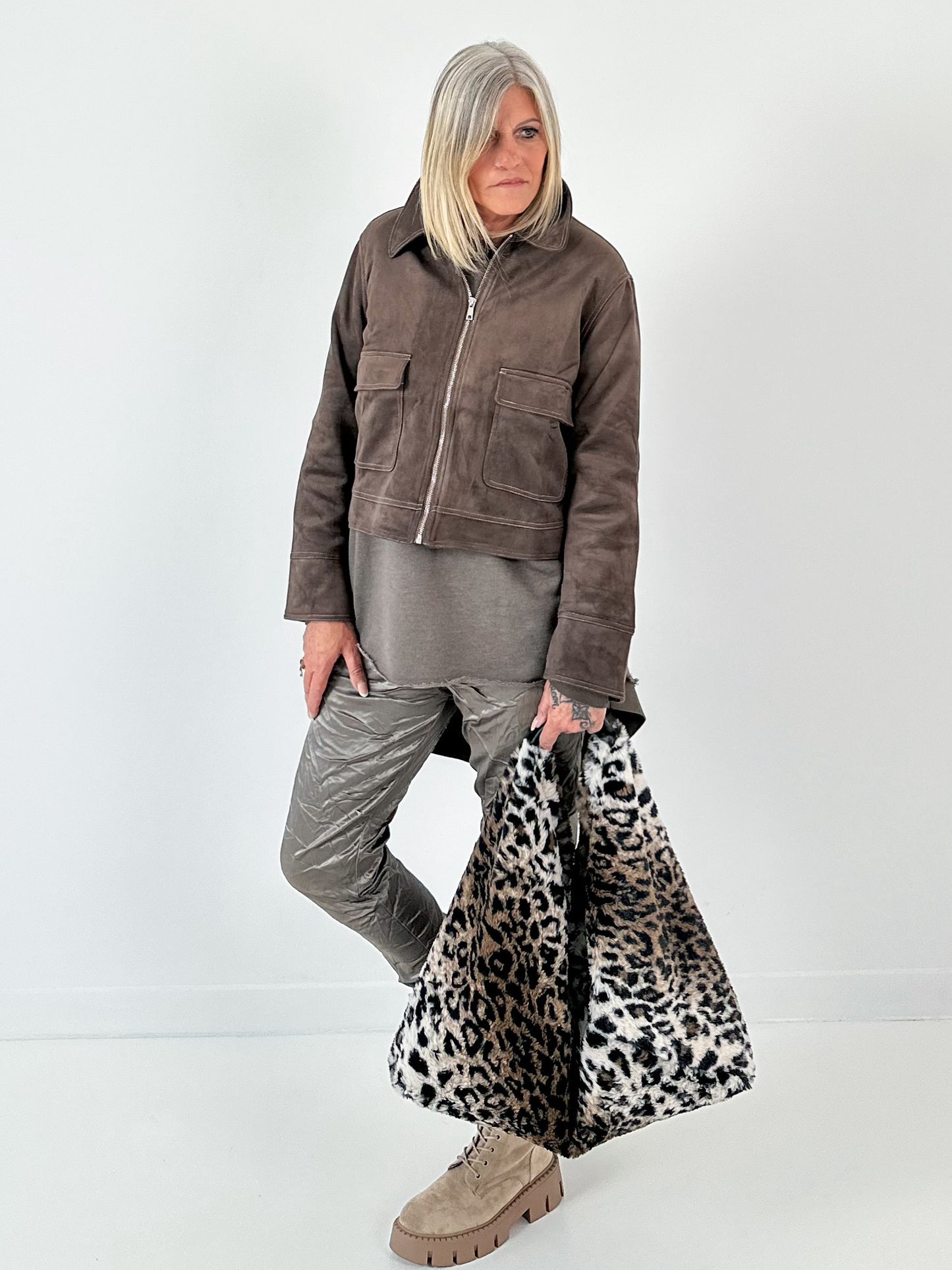 Leren jasje model "Noir Grain" - chocolade