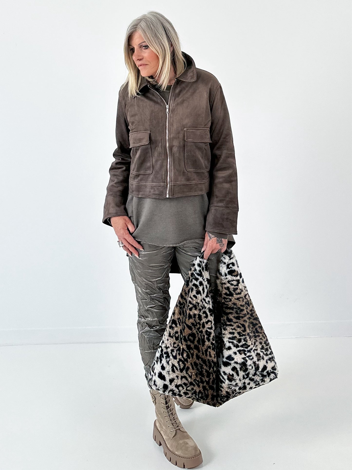 Leren jasje model "Noir Grain" - chocolade