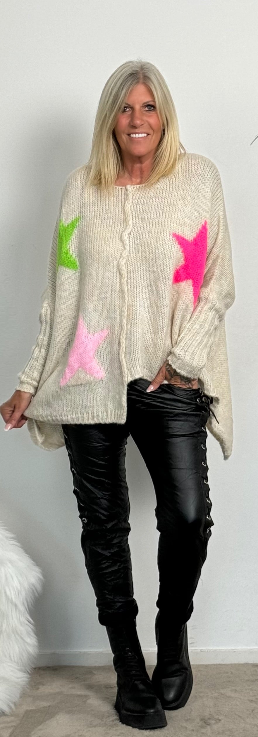 Oversized sweater "Starshine" - beige