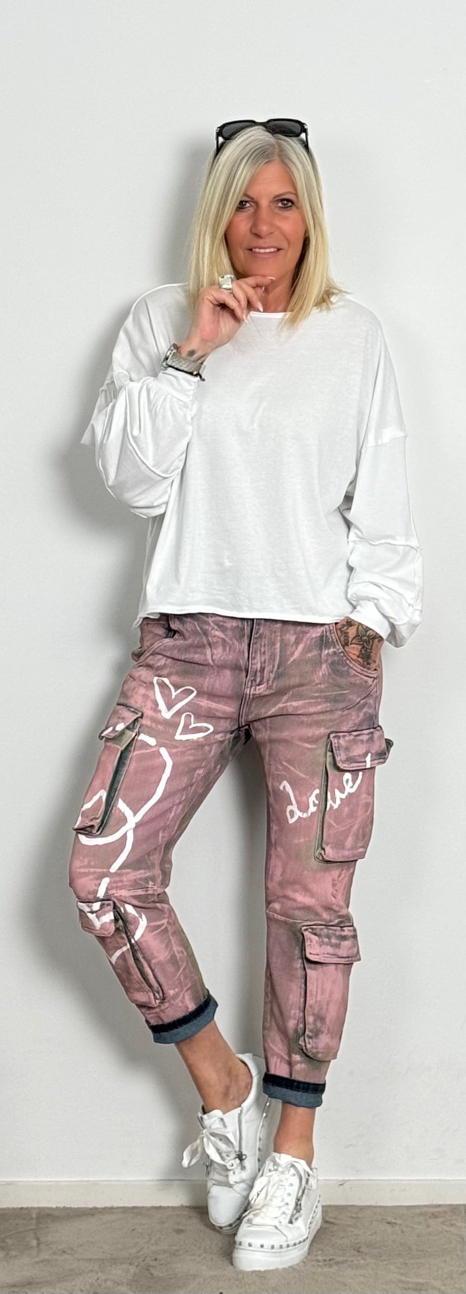 Cargo jeans trousers "Billie" - denim pink