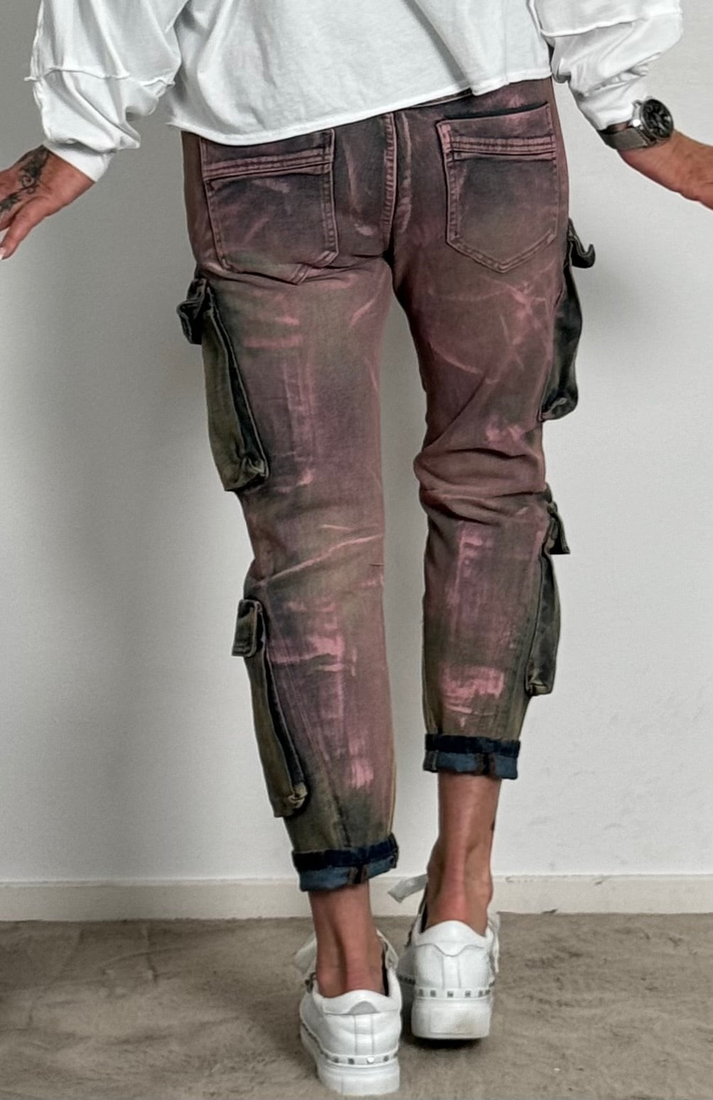 Cargo jeans trousers "Billie" - denim pink