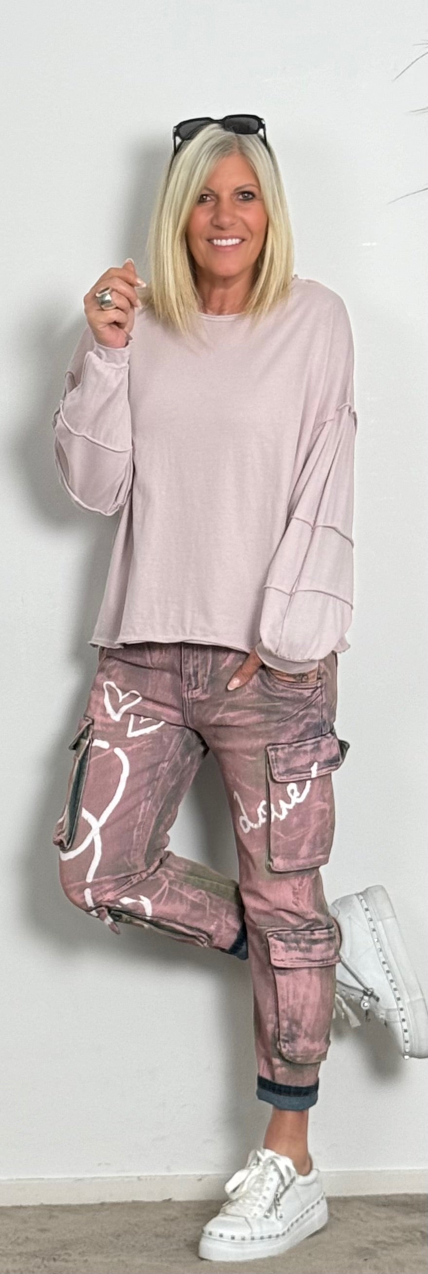 Cargo jeans trousers "Billie" - denim pink