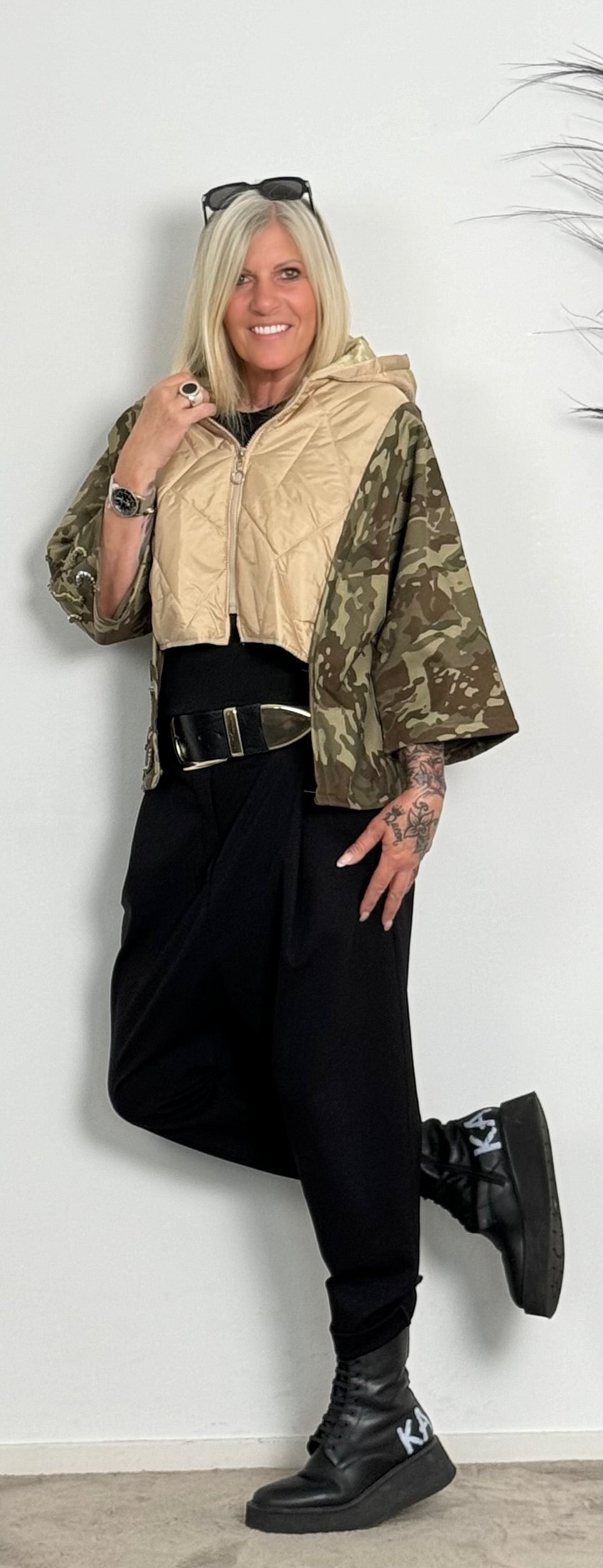 Jacket with 3/4 sleeves "Peyton" - beige-camouflage