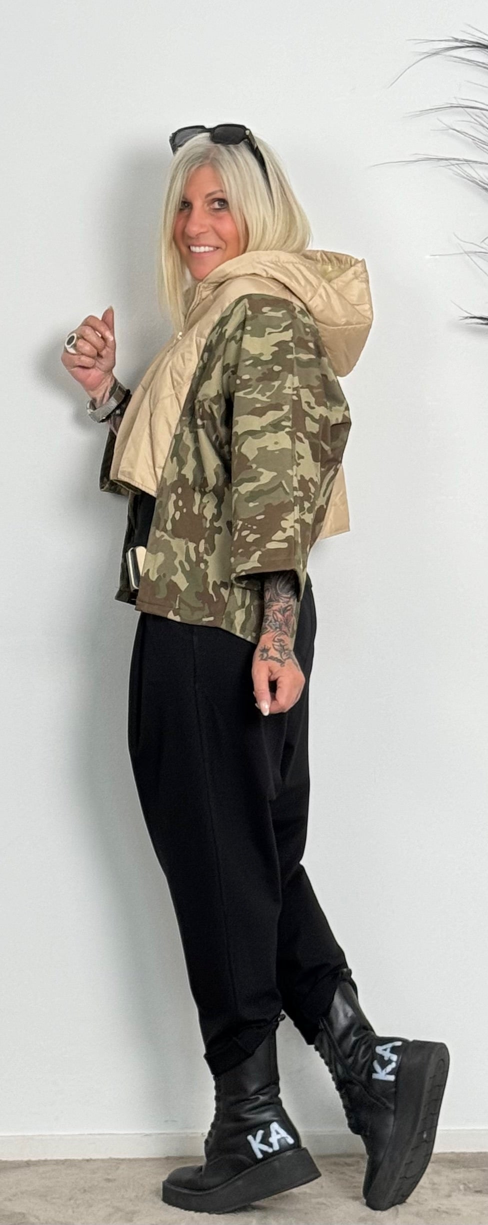 Jacket with 3/4 sleeves "Peyton" - beige-camouflage