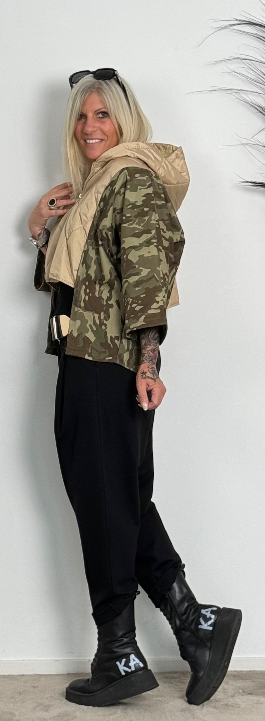 Jacket with 3/4 sleeves "Peyton" - beige-camouflage