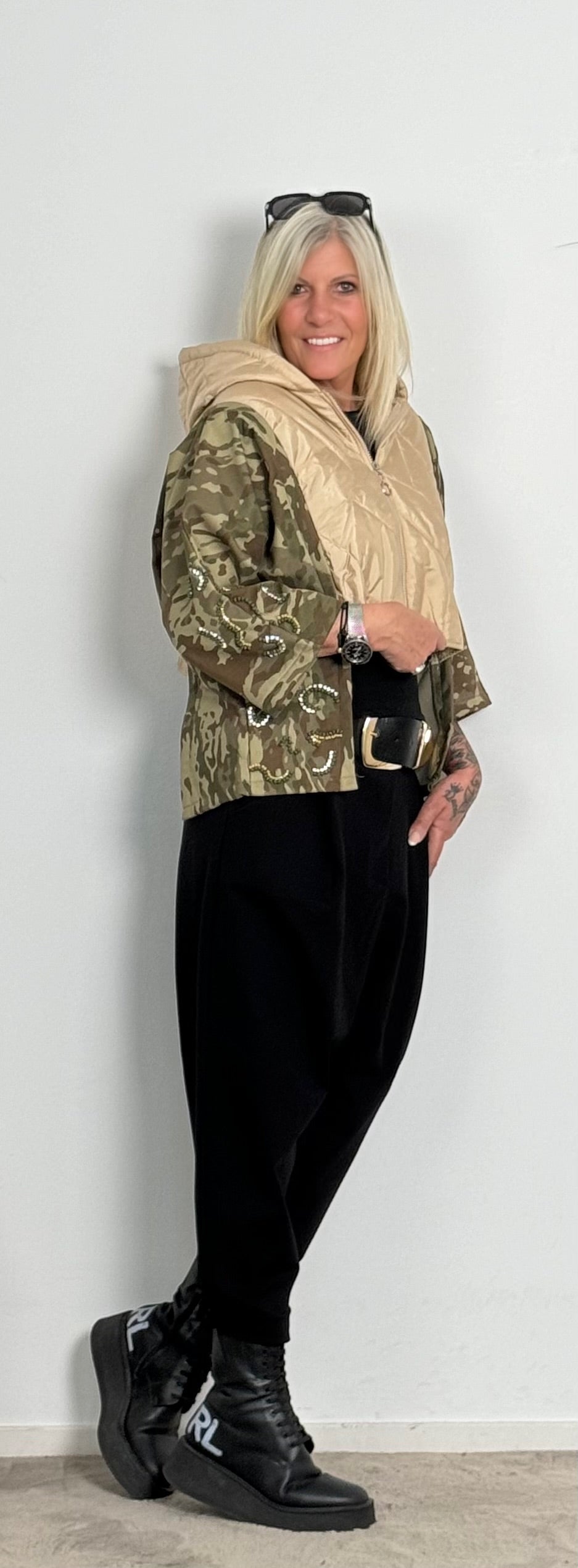 Jacket with 3/4 sleeves "Peyton" - beige-camouflage