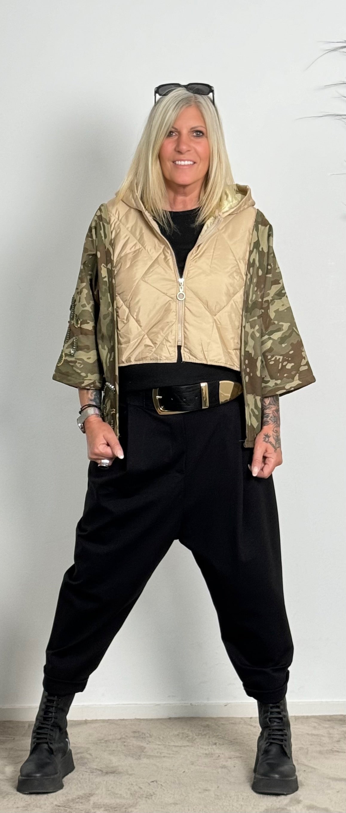 Jacket with 3/4 sleeves "Peyton" - beige-camouflage