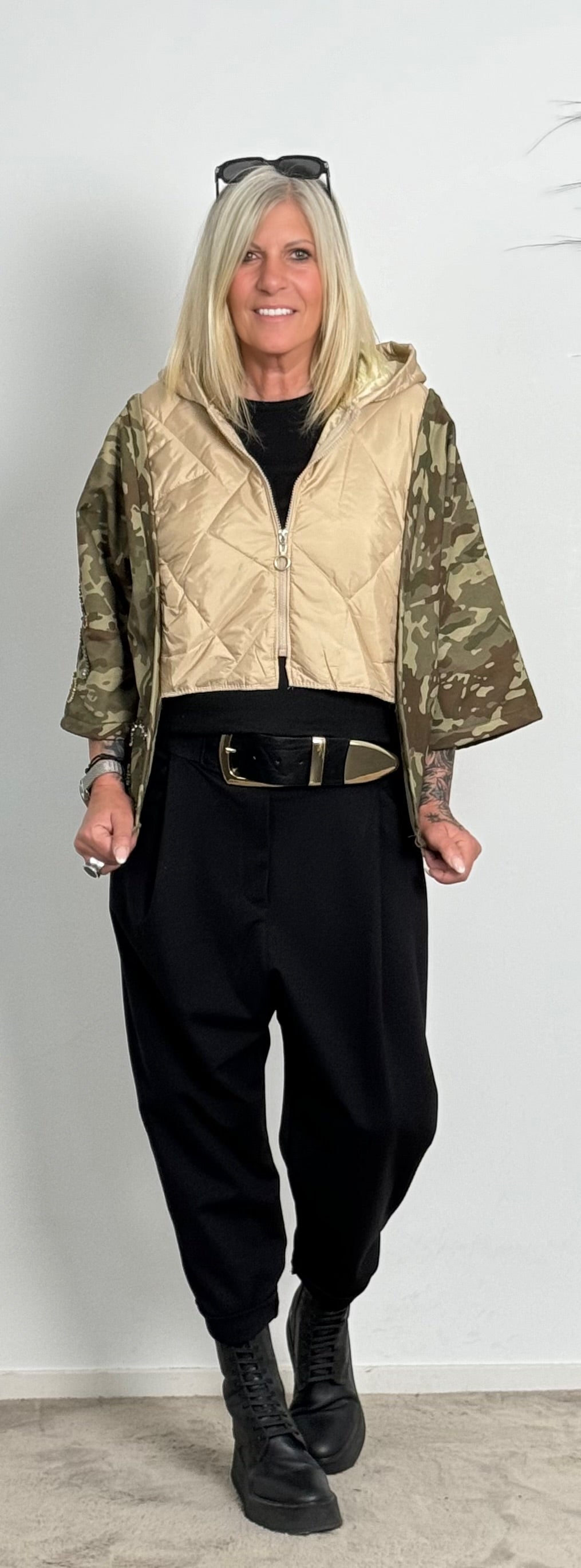 Jacket with 3/4 sleeves "Peyton" - beige-camouflage