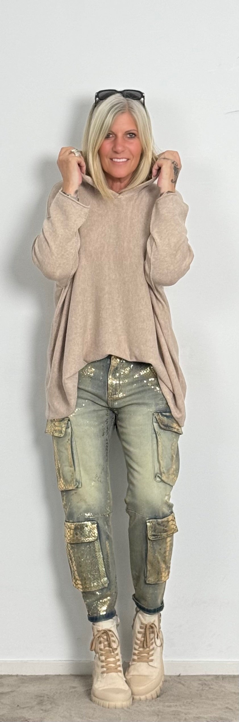 Gebreide hoodie "Marta" - beige