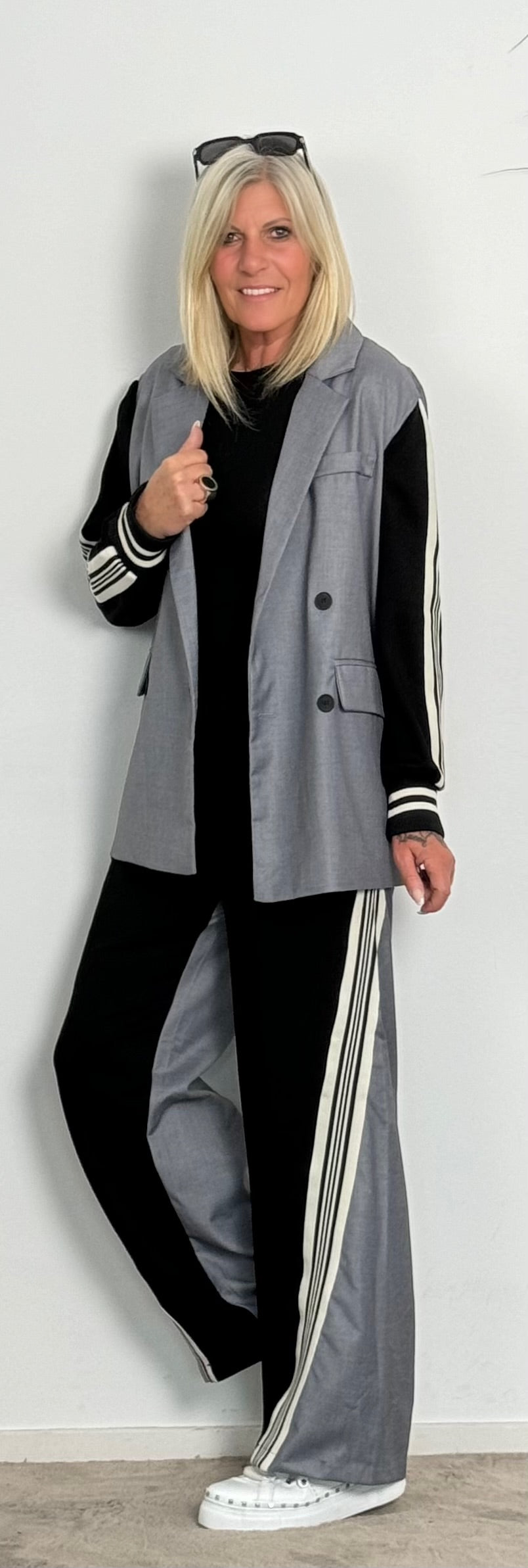 Oversized Blazer "Scarlett" - grau-schwarz