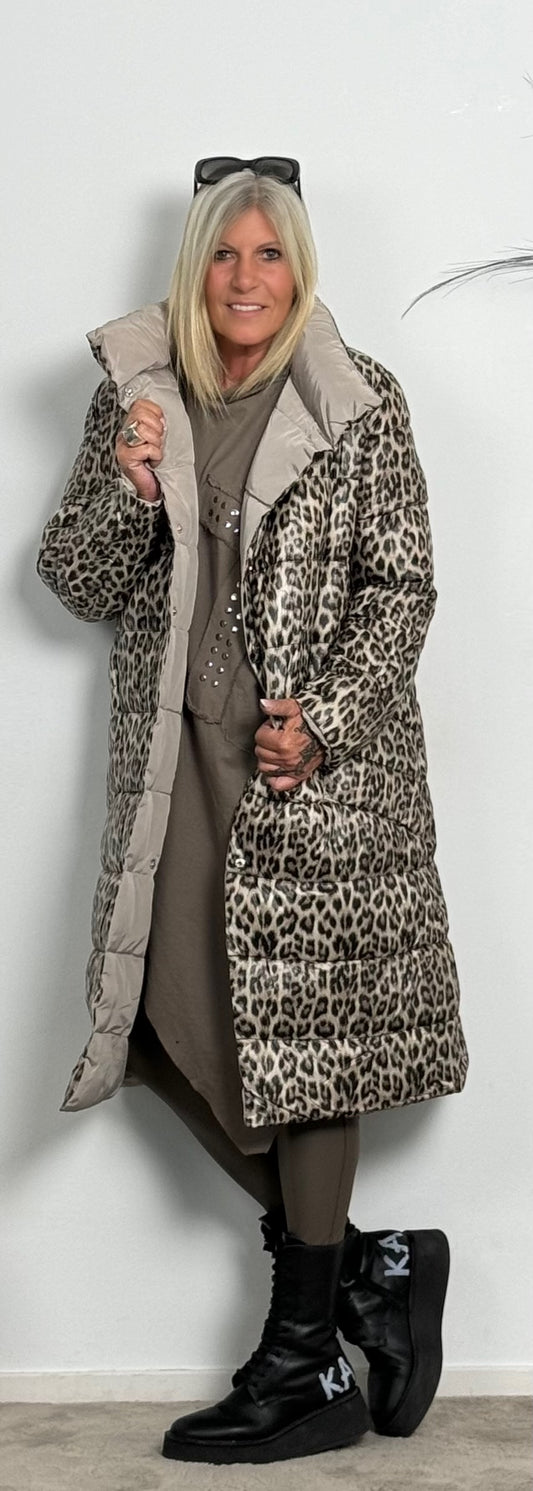 Reversible coat "Amazing" -beige-leo