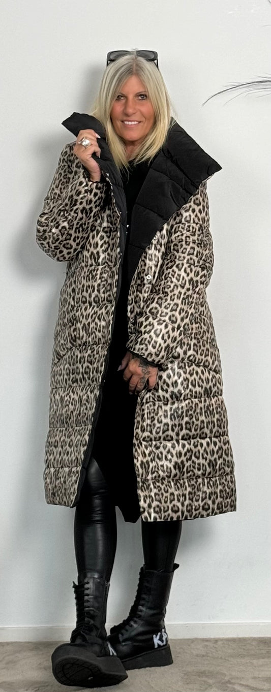 Reversible coat "Amazing" - black-leo