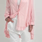 Oversized blouse met ruches aan de uiteinden, model "Xanadu" - roze