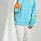 Sweatshirt model "Namaste" - turkoois-neon oranje