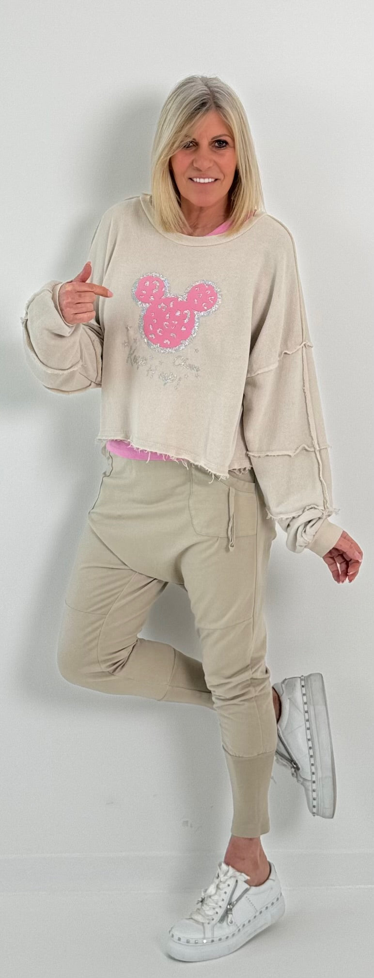 Wijde broek model "Kira" - beige