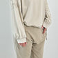 Oversized shirt met grote opgenaaide patches op de armen model "Amanda" - beige