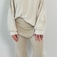 Oversized shirt met grote opgenaaide patches op de armen model "Amanda" - beige