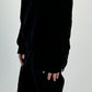 Oversized shirt met grote opgenaaide patches op de armen model "Amanda" - zwart