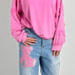 Oversized shirt met grote opgenaaide patches op de armen, model "Amanda" -candy