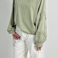 Oversized shirt met grote opgenaaide patches op de armen model "Amanda" - kaki