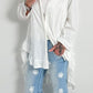 Oversized blouse met ruches aan de uiteinden, model "Xanadu" - wit