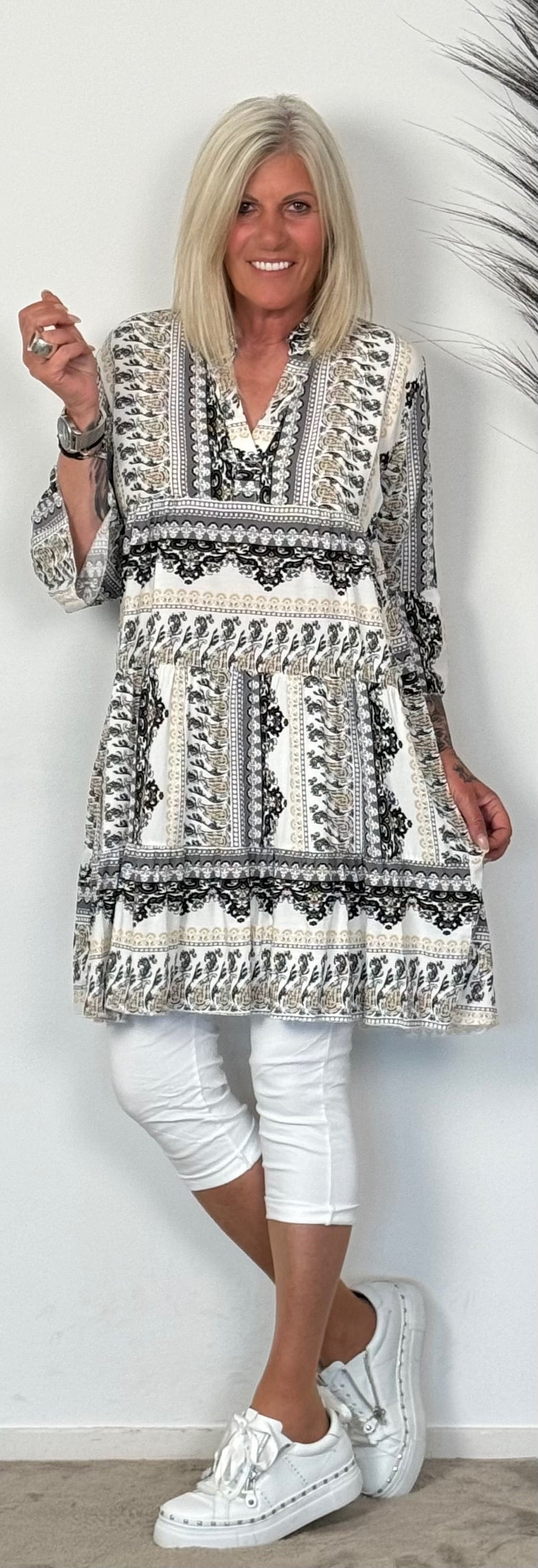 Dress/Tunic "Stella" - grey-multi-coloured