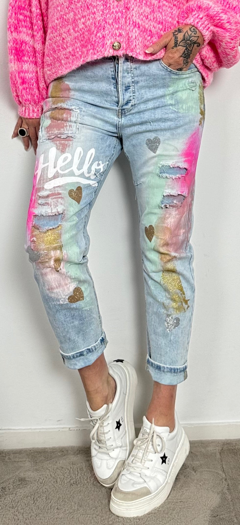 Jeans pants "Hello" - denim