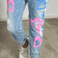 Jeans trousers "Heart Graffiti" - denim