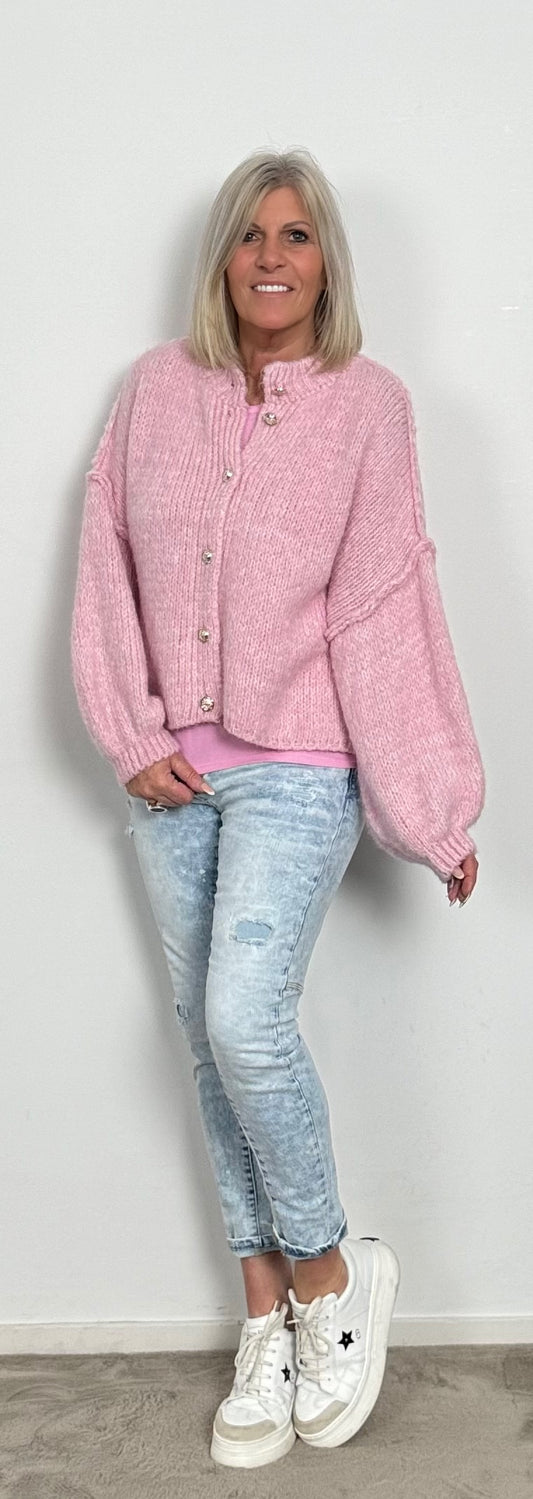 Kastige Strickjacke "Lora" - rosa